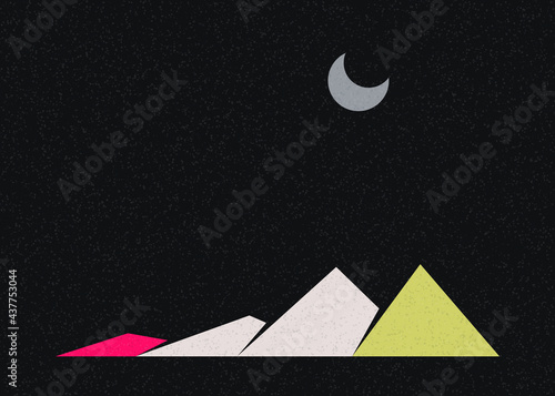 Geometric Mountains silhouette landscape art poster illustration