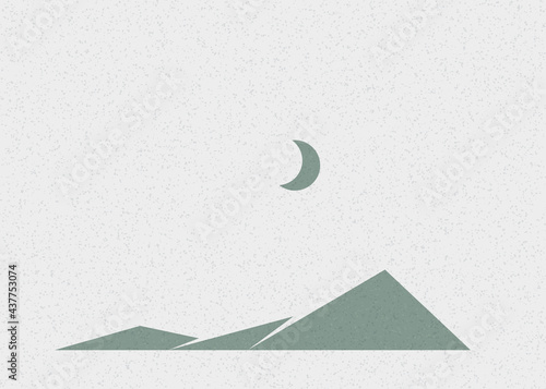 Geometric Mountains silhouette landscape art poster illustration