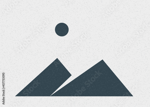 Geometric Mountains silhouette landscape art poster illustration