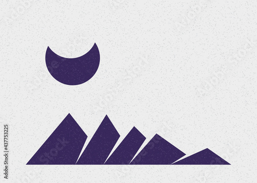 Geometric Mountains silhouette landscape art poster illustration