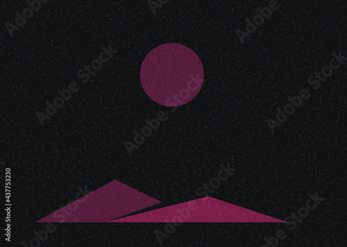 Geometric Mountains silhouette landscape art poster illustration