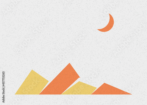 Geometric Mountains silhouette landscape art poster illustration
