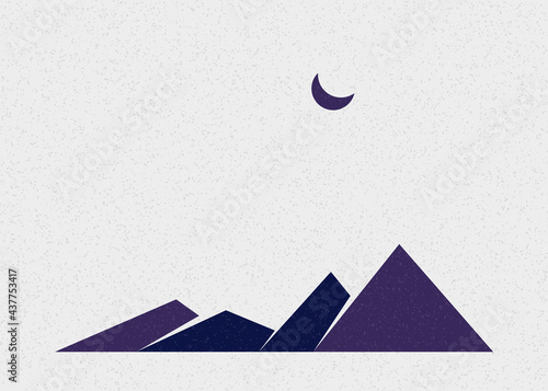 Geometric Mountains silhouette landscape art poster illustration