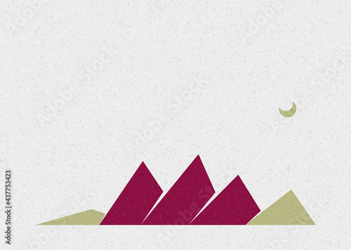 Geometric Mountains silhouette landscape art poster illustration