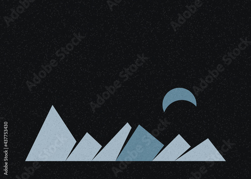 Geometric Mountains silhouette landscape art poster illustration