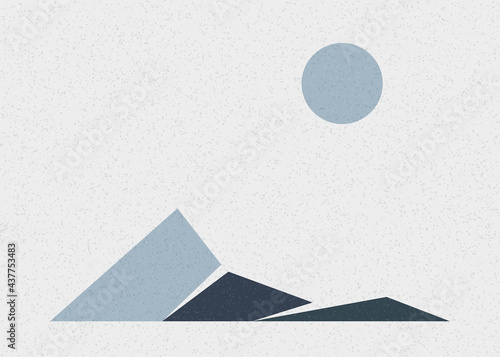 Geometric Mountains silhouette landscape art poster illustration