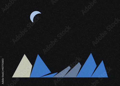 Geometric Mountains silhouette landscape art poster illustration