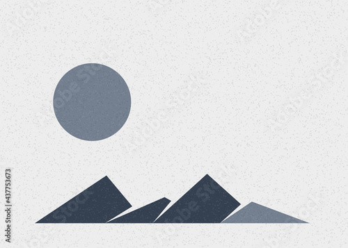 Geometric Mountains silhouette landscape art poster illustration