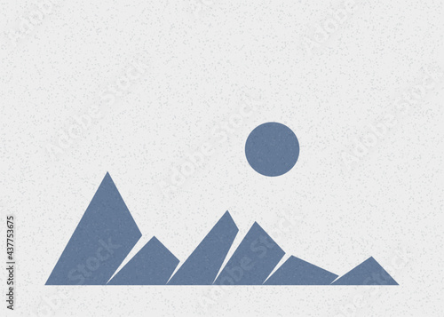 Geometric Mountains silhouette landscape art poster illustration
