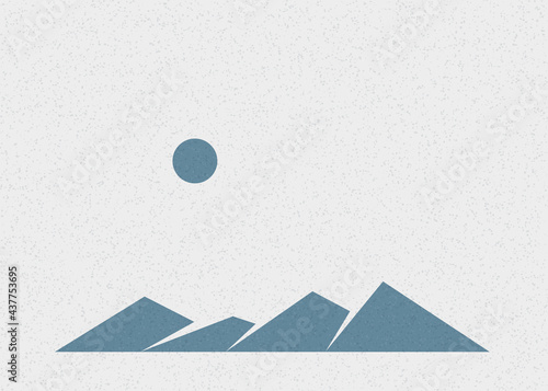 Geometric Mountains silhouette landscape art poster illustration