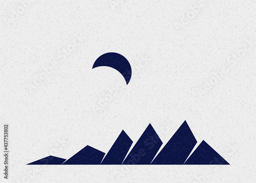 Geometric Mountains silhouette landscape art poster illustration