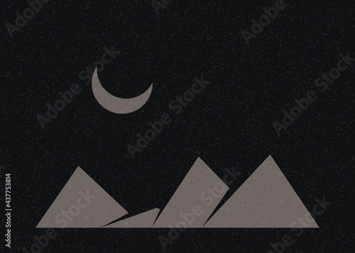Geometric Mountains silhouette landscape art poster illustration