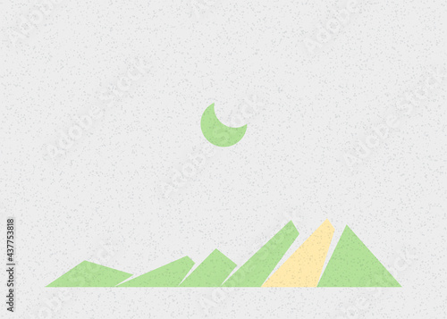 Geometric Mountains silhouette landscape art poster illustration