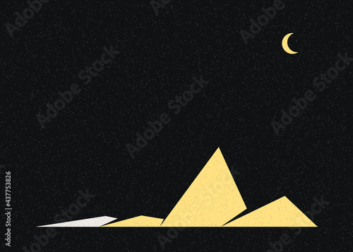 Geometric Mountains silhouette landscape art poster illustration