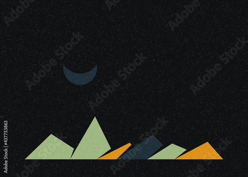 Geometric Mountains silhouette landscape art poster illustration