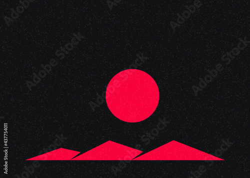 Geometric Mountains silhouette landscape art poster illustration