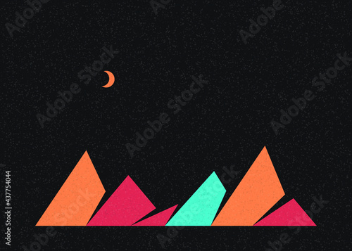 Geometric Mountains silhouette landscape art poster illustration