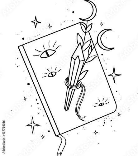 Sketch magic book doodle style vector illustration 