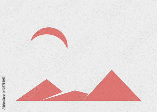 Geometric Mountains silhouette landscape art poster illustration