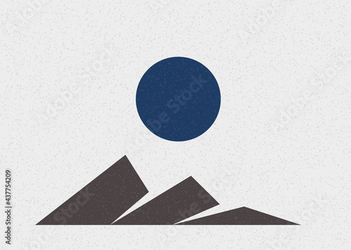 Geometric Mountains silhouette landscape art poster illustration