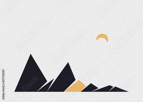 Geometric Mountains silhouette landscape art poster illustration