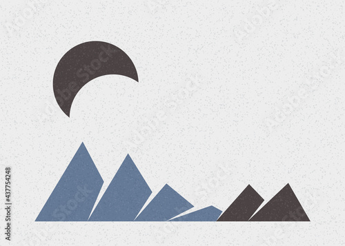 Geometric Mountains silhouette landscape art poster illustration