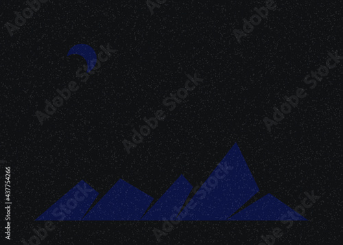 Geometric Mountains silhouette landscape art poster illustration