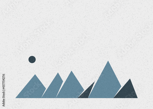 Geometric Mountains silhouette landscape art poster illustration