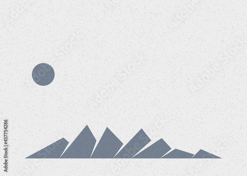 Geometric Mountains silhouette landscape art poster illustration
