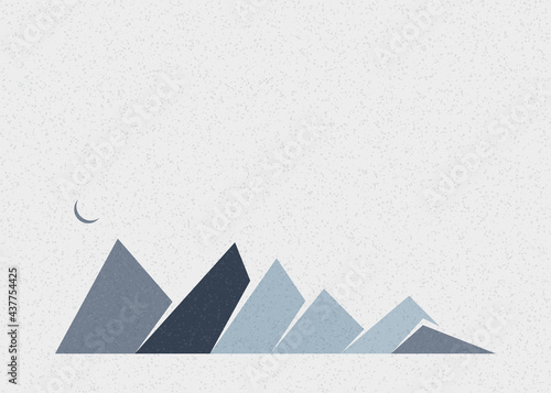Geometric Mountains silhouette landscape art poster illustration