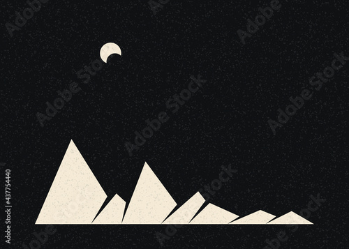 Geometric Mountains silhouette landscape art poster illustration