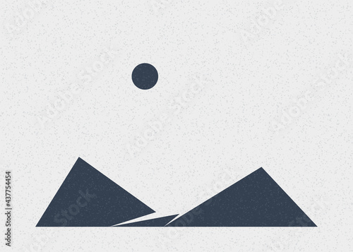 Geometric Mountains silhouette landscape art poster illustration
