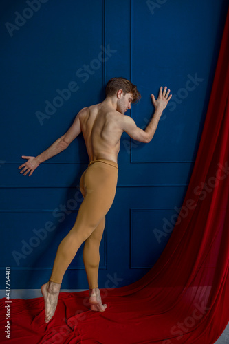 Male ballet dancer, performing in dancing studio