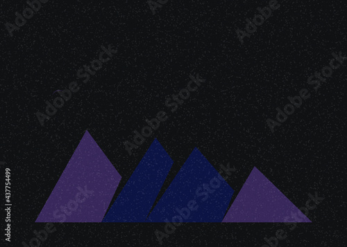 Geometric Mountains silhouette landscape art poster illustration