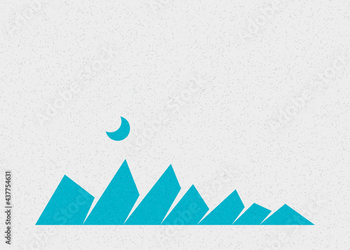 Geometric Mountains silhouette landscape art poster illustration
