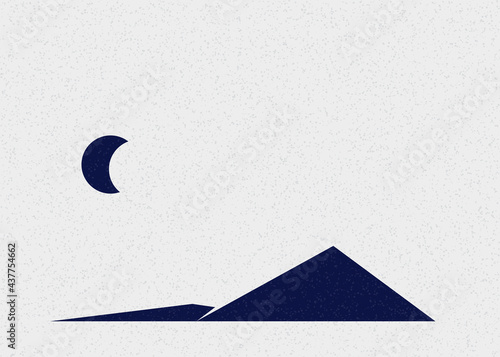 Geometric Mountains silhouette landscape art poster illustration