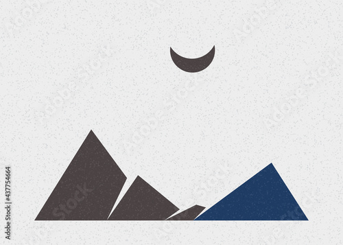 Geometric Mountains silhouette landscape art poster illustration