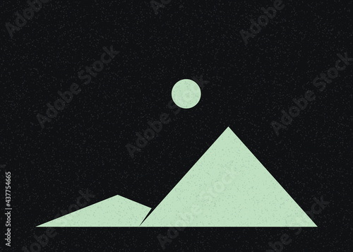Geometric Mountains silhouette landscape art poster illustration