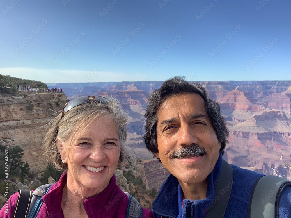 Mixed Race Couple Hiking, Vacation, Grand Canyon