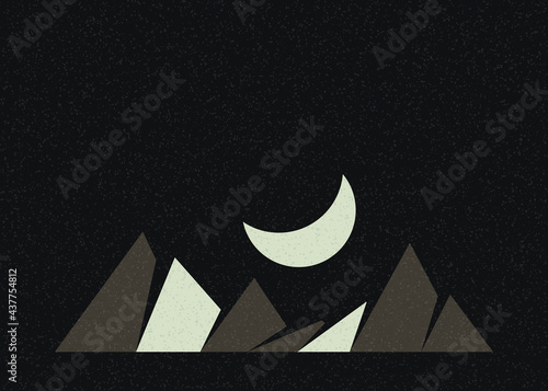 Geometric Mountains silhouette landscape art poster illustration
