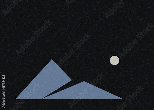 Geometric Mountains silhouette landscape art poster illustration