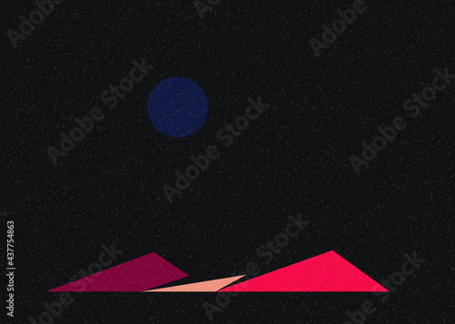 Geometric Mountains silhouette landscape art poster illustration