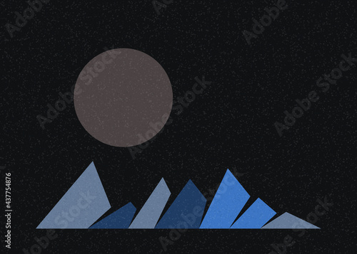 Geometric Mountains silhouette landscape art poster illustration