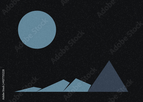 Geometric Mountains silhouette landscape art poster illustration
