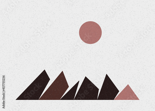Geometric Mountains silhouette landscape art poster illustration