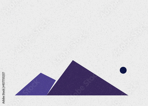 Geometric Mountains silhouette landscape art poster illustration