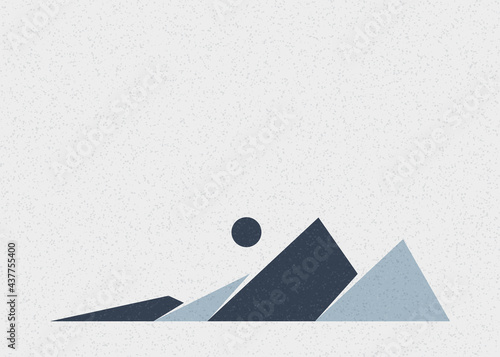 Geometric Mountains silhouette landscape art poster illustration