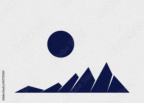 Geometric Mountains silhouette landscape art poster illustration
