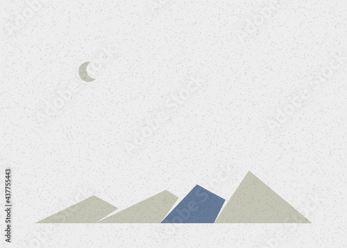 Geometric Mountains silhouette landscape art poster illustration