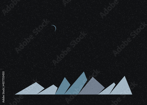Geometric Mountains silhouette landscape art poster illustration